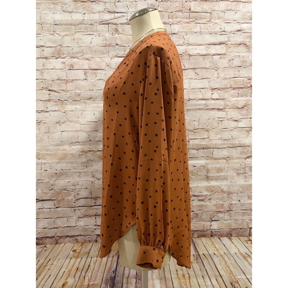 Maurices Women's Brown Black Atwood Tunic Polka Dot Blouse Size M - Picture 6 of 8